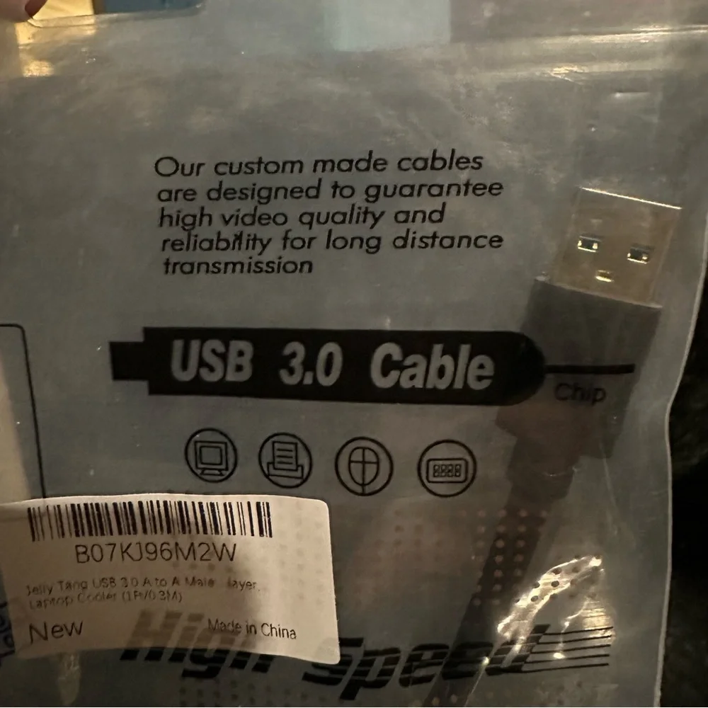 2 USB 3.0 Male to Male Cable Gold High Speed Data Transfer Laptop Cooler 3ft 1ft